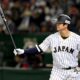 Shohei Ohtani at the plate for Team Japan in the WBC